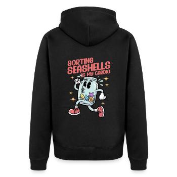 Shell Collector Sorting Seashells Is My Cardio - Unisex Premium Organic Zip Hoodie - black - Back - Nico (187cm)