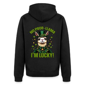 Pas de prob-llama J’ai de la chance - Veste à capuche bio Premium Unisexe - noir - Dos - Nico (187cm)