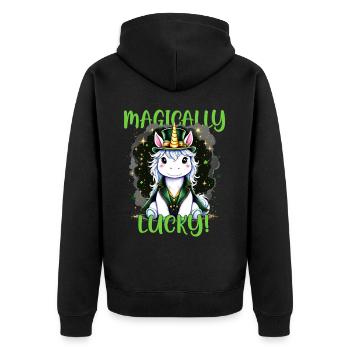 magiquement chanceux - Veste à capuche bio Premium Unisexe - noir - Dos - Nico (187cm)