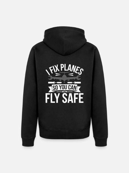 Flugzeugtechniker Avionik Wartung Flughafen - Unisex Premium Bio Zip Hoodie - Schwarz