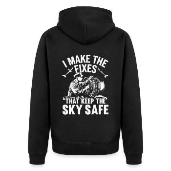 Aircraft Technician Avionics Maintenance Airport - Unisex Premium Organic Zip Hoodie - black - Back - Nico (187cm)