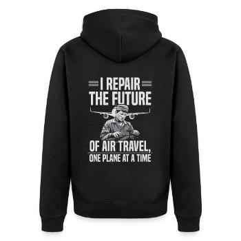 Aircraft Technician Avionics Maintenance Airport - Unisex Premium Organic Zip Hoodie - black - Back - Nico (187cm)