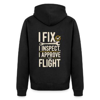 Aircraft Technician Avionics Maintenance Airport - Unisex Premium Organic Zip Hoodie - black - Back - Nico (187cm)