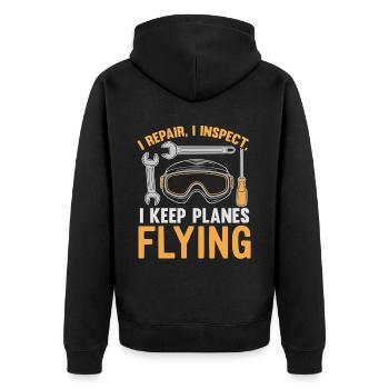 Aircraft Technician Avionics Maintenance Airport - Unisex Premium Organic Zip Hoodie - black - Back - Nico (187cm)