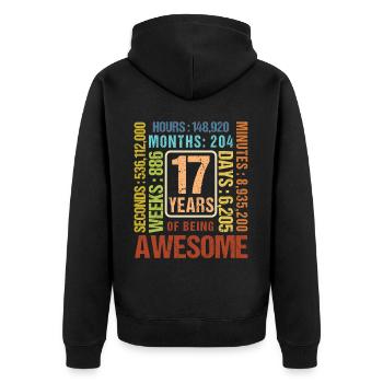 17 Jahre alt! Geburtstagsgeschenk 17. Geburtstag - Unisex Premium Bio Zip Hoodie - Schwarz - Hinten - Nico (187cm)