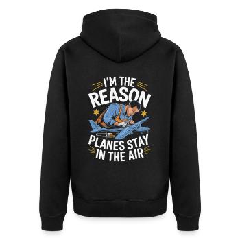 Aircraft Technician Avionics Maintenance Airport - Unisex Premium Organic Zip Hoodie - black - Back - Nico (187cm)