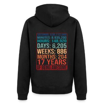 17 Jahre alt! Geburtstagsgeschenk 17. Geburtstag - Unisex Premium Bio Zip Hoodie - Schwarz - Hinten - Nico (187cm)