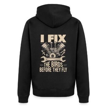Aircraft Technician Avionics Maintenance Airport - Unisex Premium Organic Zip Hoodie - black - Back - Nico (187cm)