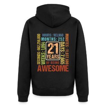 21 Jahre alt! Geburtstagsgeschenk 21. Geburtstag - Unisex Premium Bio Zip Hoodie - Schwarz - Hinten - Nico (187cm)