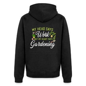 Plant Lover Gardening My Head Says - Unisex Premium Organic Zip Hoodie - black - Back - Nico (187cm)