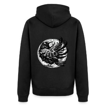 mystisch Halloween Rabe Krähe Krähen Magie okkult - Unisex Premium Bio Zip Hoodie - Schwarz - Hinten - Nico (187cm)