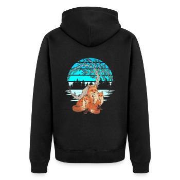 Fox Family Vixen Foxes Fairy Tale Child - Unisex Premium Organic Zip Hoodie - black - Back - Nico (187cm)
