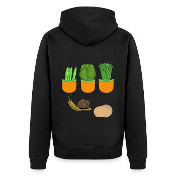 Snail Garden Gardener Vegetables Beans Spinach Leeks - Unisex Premium Organic Zip Hoodie - black - Back - Nico (187cm)