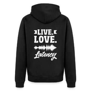 Funny Audiovisual Technician AV Tec - Unisex Premium Organic Zip Hoodie - black - Back - Nico (187cm)