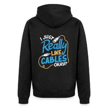 Funny Audiovisual Technician AV Tec - Unisex Premium Organic Zip Hoodie - black - Back - Nico (187cm)