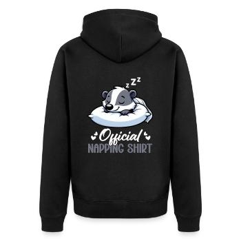 Official Badger Sleepshirt for Sleep - Unisex Premium Organic Zip Hoodie - black - Back - Nico (187cm)