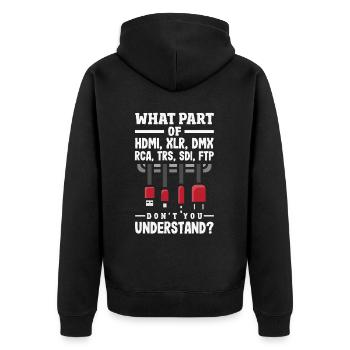 Funny Audiovisual Technician AV Tec - Unisex Premium Organic Zip Hoodie - black - Back - Nico (187cm)