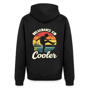 Breakdance Kid Breakdancer Retro Tanz B-Boys - Unisex Premium Bio Zip Hoodie - Schwarz - Hinten - Nico (187cm)