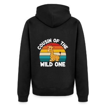 Geburtstagssafari Safari Zoo Big Five - Unisex Premium Bio Zip Hoodie - Schwarz - Hinten - Nico (187cm)