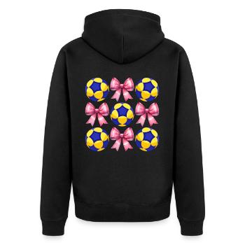Coquette noeud Korfball Fête des mères Ruban rose Maman - Veste à capuche bio Premium Unisexe - noir - Dos - Nico (187cm)