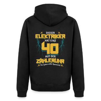 40 Auf der Zähleruhr Elektriker Geburtstag - Unisex Premium Bio Zip Hoodie - Schwarz - Hinten - Nico (187cm)