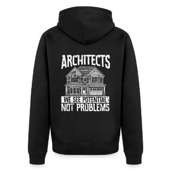 Architekt Architektur Geschenk Architekturstudent - Unisex Premium Bio Zip Hoodie - Schwarz - Hinten - Nico (187cm)