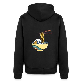 Japanese Ramen Ukiyo-E Retro Aesthetic - Unisex Premium Organic Zip Hoodie - black - Back - Nico (187cm)