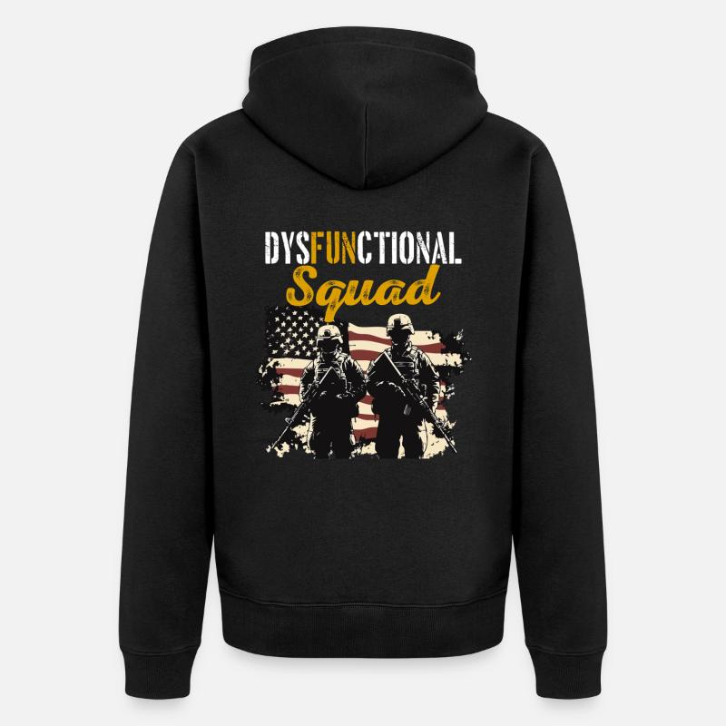 Dysfunktionaler Veteran Dysfunctional Squad - Unisex Premium Organic Zip Hoodie - black
