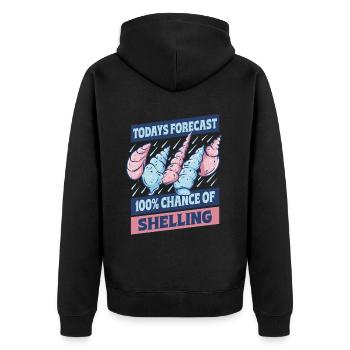 Muschelsammler 100% Chance Of Shelling - Unisex Premium Bio Zip Hoodie - Schwarz - Hinten - Nico (187cm)
