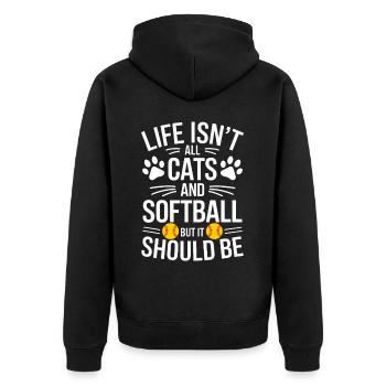Softball Dire Chats Drôle Softball Cadeau - Veste à capuche bio Premium Unisexe - noir - Dos - Nico (187cm)