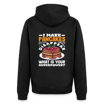 I make pancakes disappear superpower - Unisex Premium Organic Zip Hoodie - black - Back - Nico (187cm)