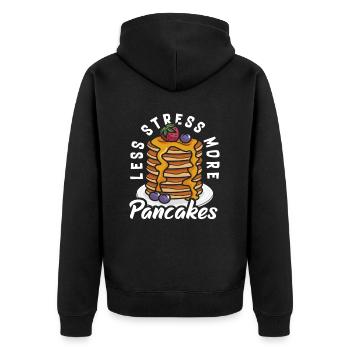 Moins de stress, plus de crêpes, plaisir - Veste à capuche bio Premium Unisexe - noir - Dos - Nico (187cm)