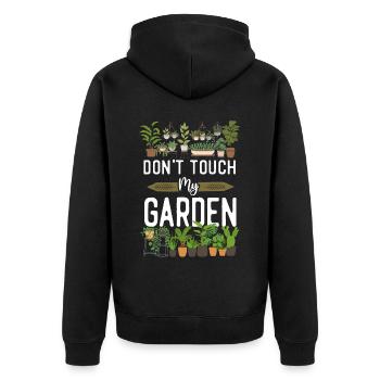 Plant Lover Gardening Don't Touch - Unisex Premium Bio Zip Hoodie - Schwarz - Hinten - Nico (187cm)
