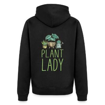 Plant Lover Gardening Plant Lady - Unisex Premium Bio Zip Hoodie - Schwarz - Hinten - Nico (187cm)