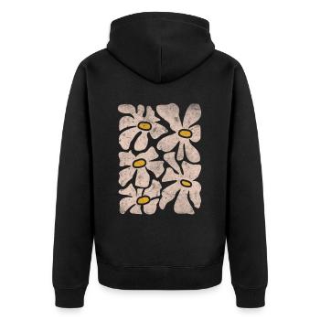 Boho Wildflowers - Unisex Premium Bio Zip Hoodie - Schwarz - Hinten - Nico (187cm)
