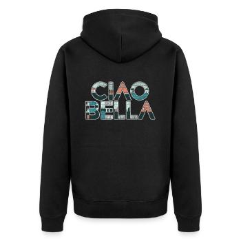 Ciao Bella - Unisex Premium Bio Zip Hoodie - Schwarz - Hinten - Nico (187cm)