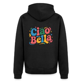Ciao Bella - Unisex Premium Bio Zip Hoodie - Schwarz - Hinten - Nico (187cm)