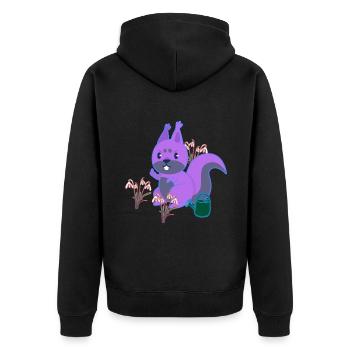 Squirrel Spring Flowers Gardening Flowers - Unisex Premium Organic Zip Hoodie - black - Back - Nico (187cm)