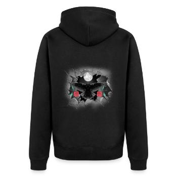 mystical crow roses crows ravens raven halloween - Unisex Premium Organic Zip Hoodie - black - Back - Nico (187cm)