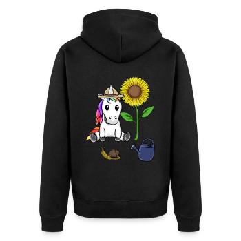 Pour les enfants Jardinier Licorne Enfant Fleurs Bébé - Veste à capuche bio Premium Unisexe - noir - Dos - Nico (187cm)