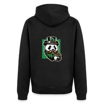 Panda St. Patricks Day Lustig Irish trinken - Unisex Premium Bio Zip Hoodie - Schwarz - Hinten - Nico (187cm)