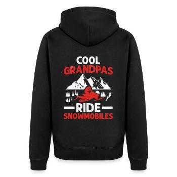 Snowmobile Dad Grandpa - Cool Grandpa Ride Snowmobile - Unisex Premium Organic Zip Hoodie - black - Back - Nico (187cm)