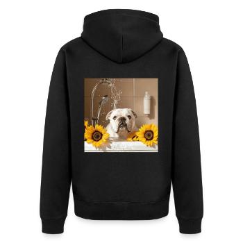 Bulldogge - Unisex Premium Bio Zip Hoodie - Schwarz - Hinten - Nico (187cm)