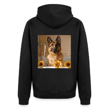 Deutscher Schäferhund - Unisex Premium Bio Zip Hoodie - Schwarz - Hinten - Nico (187cm)
