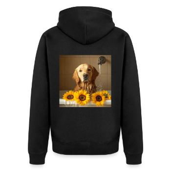 Golden Retriever - Unisex Premium Bio Zip Hoodie - Schwarz - Hinten - Nico (187cm)