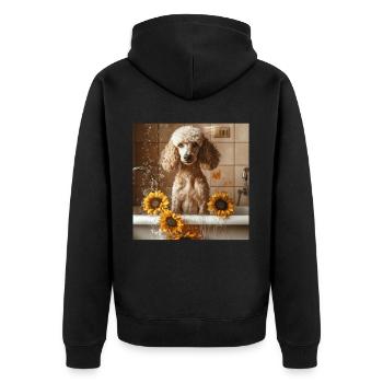 Pudel - Unisex Premium Bio Zip Hoodie - Schwarz - Hinten - Nico (187cm)