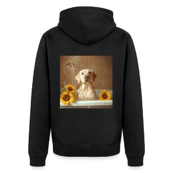 Labrador Retriever - Unisex Premium Bio Zip Hoodie - Schwarz - Hinten - Nico (187cm)