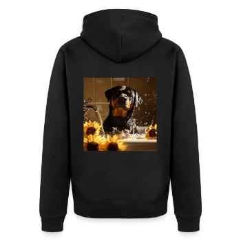 Rottweiler - Unisex Premium Bio Zip Hoodie - Schwarz - Hinten - Nico (187cm)