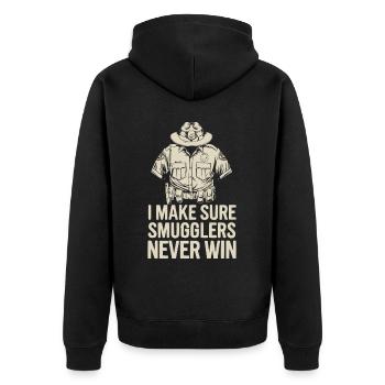 Zoll- und Grenzschutzbeauftragter Flughafen Jobs - Unisex Premium Bio Zip Hoodie - Schwarz - Hinten - Nico (187cm)