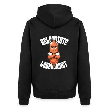 Beleidigte Leberwurst Humorvolles Motiv - Unisex Premium Bio Zip Hoodie - Schwarz - Hinten - Nico (187cm)